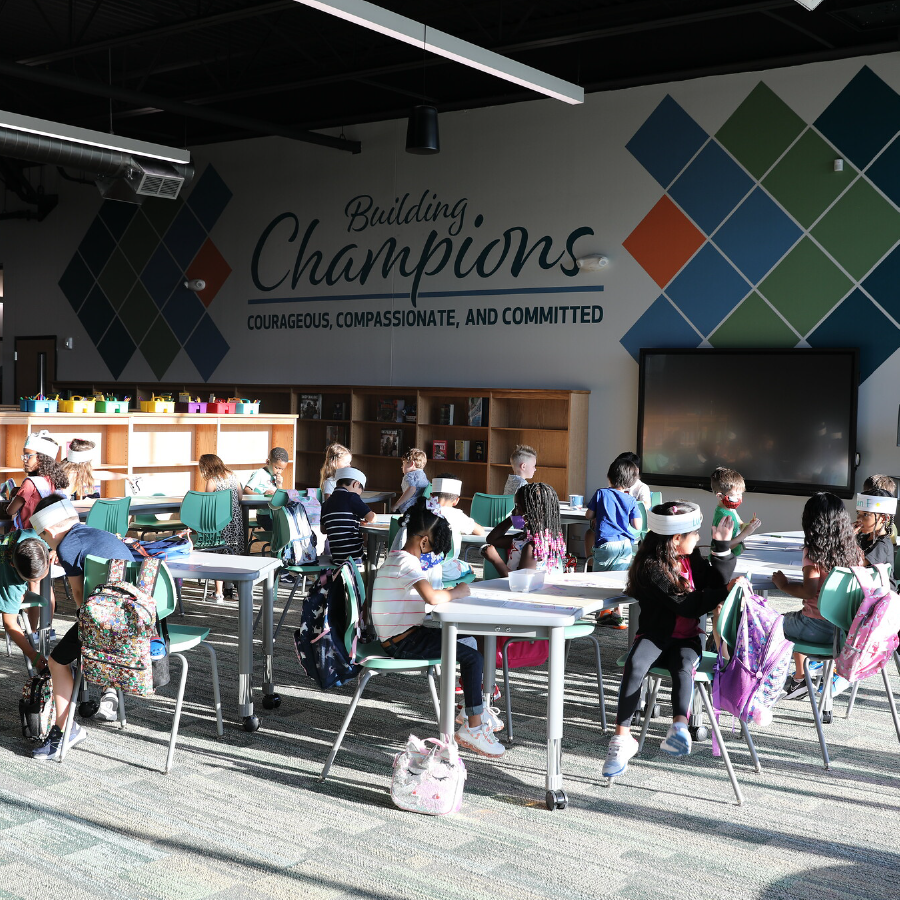 Students sitting at the library, Sandbrock Ranch